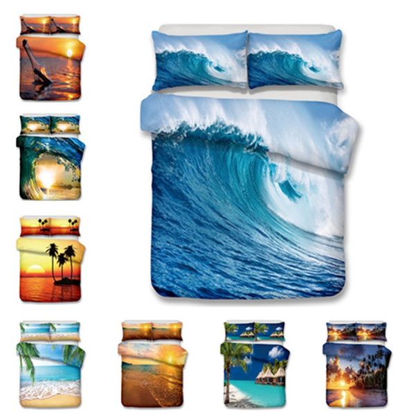 Sea Side Design Bedding Set 2PC/3PC Cosmetics Duvet Cover Set Of Quilt Cover & Pillowcase Twin Full Queen King Size