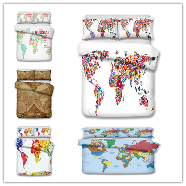 The Map of the world Design Bedding Set 2PC/3PC Cosmetics Duvet Cover Set Of Quilt Cover & Pillowcase Twin Full Queen King Size