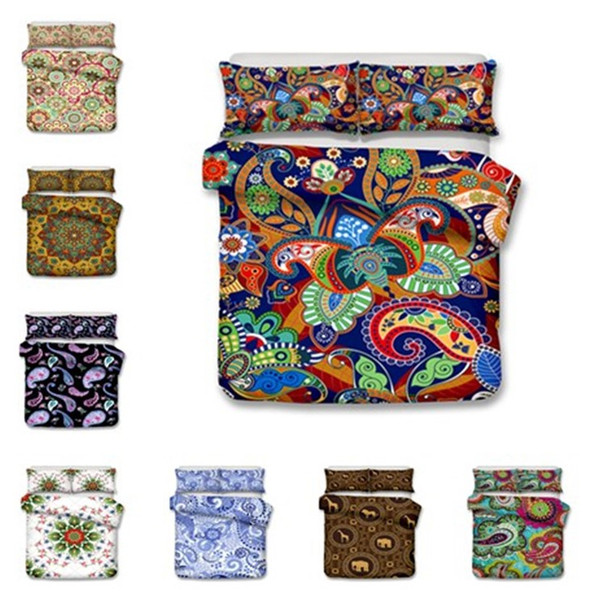 New 14 Design 3D Bohemia Bedding Set 2PC/3PC Duvet Cover Set Of Quilt Cover & Pillowcase Twin Full Queen King Size