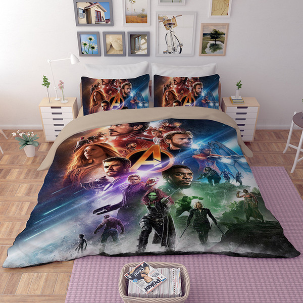 3D The AVENGERS Pattern Bedding Set 3PC Duvet Cover Set Of Quilt Cover & Pillowcase Twin Full Queen King Size