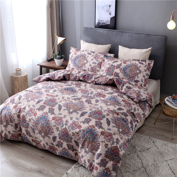 HM Life Bedding Set for Living Room Bed Line Set Western Reactive Printing 100% Polyester Quality King Queen Duvet Cover Set