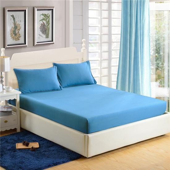 BZ606 Solid Color Fitted Sheet Set Cotton Blend Bedding Set Pillowcase Full Queen Size Mattress Cover Elastic Band