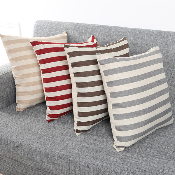 45x45CM Striped cotton pillow cover Cushion Cover 4 Colors Pillowcase Elastic Sofa home office Car Cushion Cover Decor