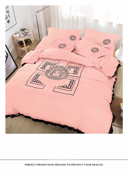 Highend brand washed cotton V Letter Four piece bedding set Naked sleep needy Soft and comfortable cotton Breathable and dry DHL free