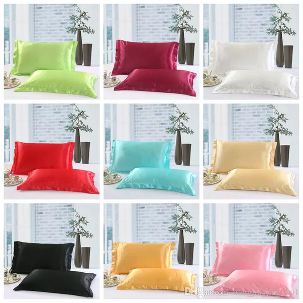 Solid Color Silk PillowCases Double Face Envelope Design Pillow Case High Quality Charmeuse Silk Satin Pillow Cover GGA100 20PCS50