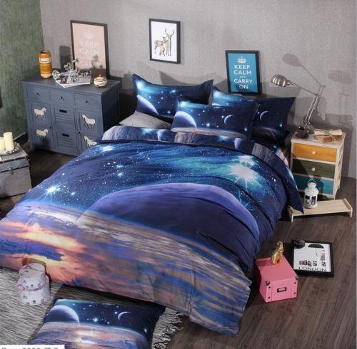 3D Printed Twin Queen Size Bed Set Quilt Duvet Cover Galaxy Sky Cosmos Night