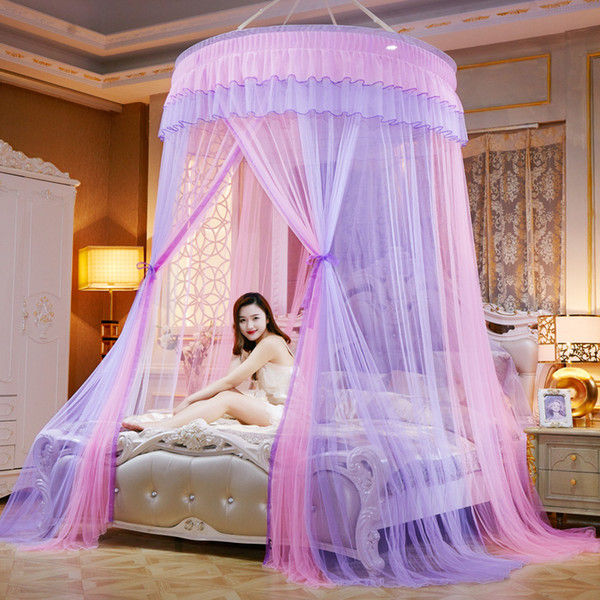 Fashion Dream Rainbow Color Hung Dome Mosquito Net Folding Lace Adults Canopy Round Kids Bed Tent Princess Bedding Curtain Mesh moustiquaire