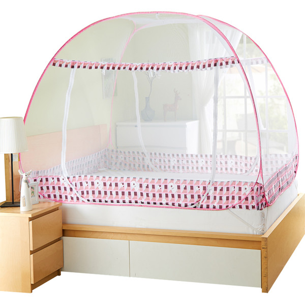 Pink Grid Mosquito Net For Girls Room Mongolian Yurt Outdoor Canopy Tent For Double Single Bed Portable Camp Mesh Netting Canopy