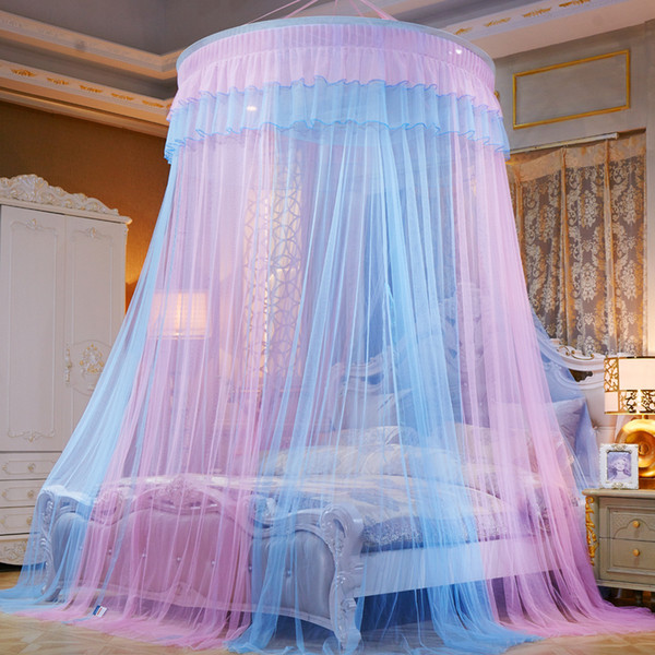 Patchwork Color Hung Dome Mosquito Net Folding Lace Adults Canopy Round Kids Bed Tent Princess Bedding Curtain Mesh moustiquaire