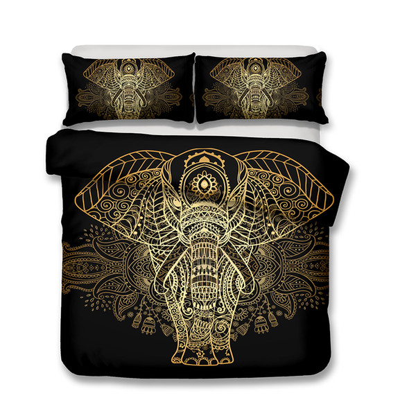 3D Art Zen Design designer luxury bedding sets Elephant and Deer Bedding Set 3 Pcs Duvet Covers Pillow Case King Size All Size