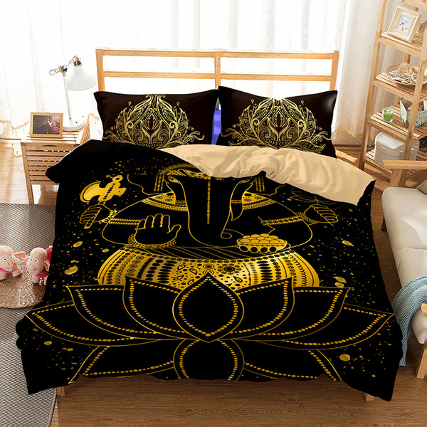 Ganesha Pattern Printed Bedding Sets All Sizes Pillow Case Quilt Cover Bed Sheets Duvet Cover