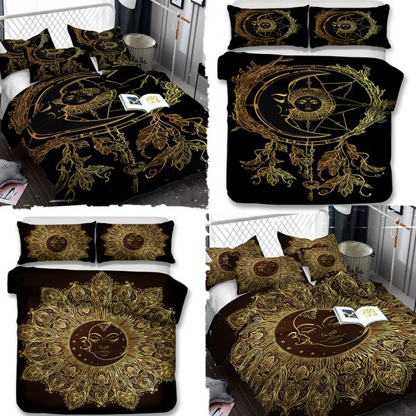 3D designer luxury bedding sets Sun and Moon Art Pattern Bedding Set 3pcs Duvet Covers Pillow Case Queen Size All Size No Filler