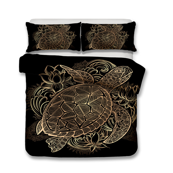 Wholesale designer luxury bedding sets 3D Art Prints Turtle and Wind Chimes Bedding Set 3 pcs Duvet Covers Pillow Case King Size T