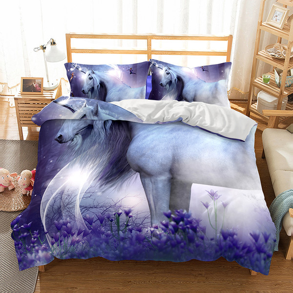 3D Beautiful Unicorn Pattern Oil Painting Printed Bedding Sets All Sizes Pillow Case Quilt Cover Duvet Cover