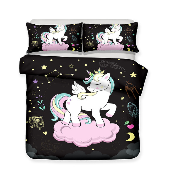 3D Art Design Kids Unicorn Pattern Bedding Sets Yoga Meditation 3pcs Child Duvet Covers Pillow Case Twin Full Size All Size T