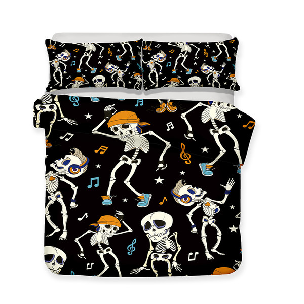 Halloween Human skeleton And Bat Pattern Printed Bedding Sets All Sizes Pillow Case Quilt Cover Duvet Cover