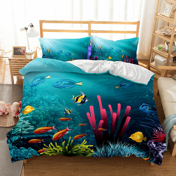 Underwater World Pattern 3d Oil Painting Printed Bedding Sets All Sizes Pillow Case Quilt Cover Duvet Cover