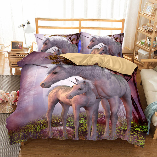 3D Printed Unicorn Duvet Cover Set All Sizes Pillow Case Quilt Cover/ The bedding will be shipped from the US and will take only 3-7 Days