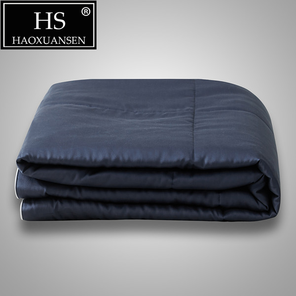 100% Lyocell Tencel 400 Thread Count Fabric Quilt Navy Blue Summer Thin Comforter Adult Blanket Bed Cover Queen King Size Quilts