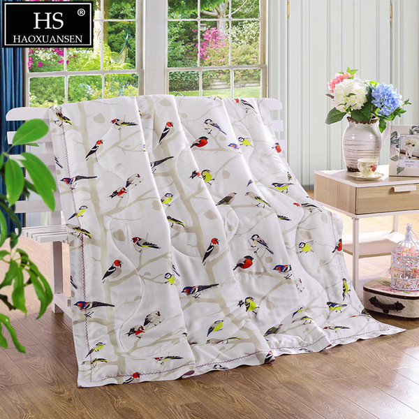 100% Austria Tencel Lyocell Fabric Air Condition Quilts/Comforter White Magpie Summer Quilt Queen King Size Bed Cover Blanket