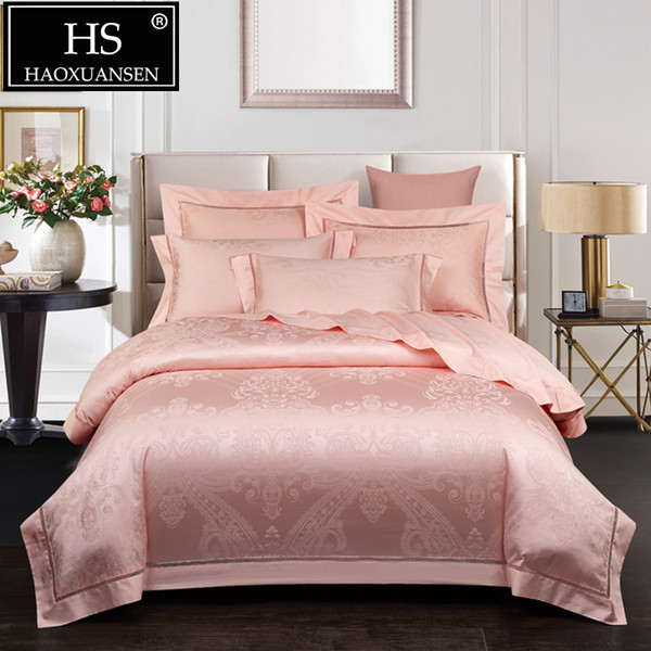 Jade Luxury 650 Thread Count Jacquard 4pcs Bedding Sets Cotton Euro Floral Bed Linen Queen King Duvet Cover Set Home Textiles