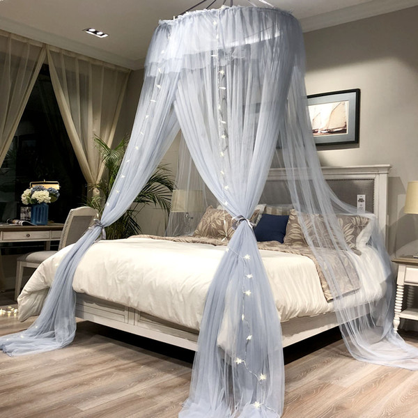 Simple Three-door Hung Dome Mosquito Net Round Lace Curtain For Home Textile Bed Canopy Crib Polyester Mesh Tent Girls zanzariera