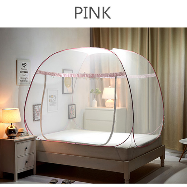 Folding Yurt Mosquito Net Fine Mesh Tent Canopy Netting For Double Bed Bunk Pink Mosquito Net For Girls Room Decor ciel de lit