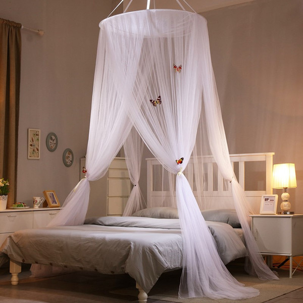 Round Lace Mosquito Net With Butterfly Princess Style Canopy Bed Kids Curtain Dome Folding Canopy Netting Mesh Adults mosquitera