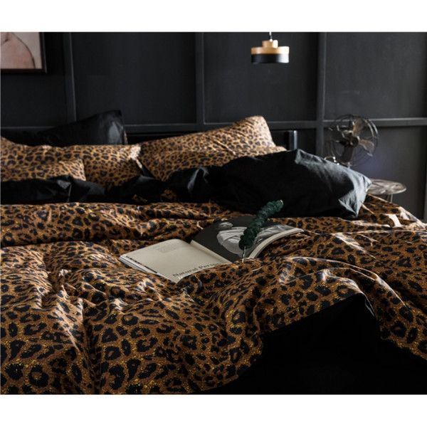 MENGZIQIAN cotton fashion leopard beddingFour-piece Bedding Set Full Queen King bed comporters sets