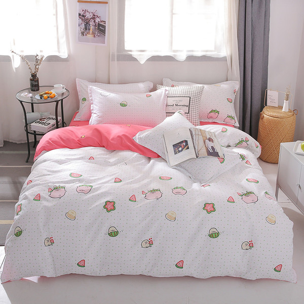 MENGZIQIAN The New bedding set WATERMELON PIG, Fashion High Quality, Multiple sizes, Cartoon, quilt, sheet, Pillowcase 3pcs 4pcs