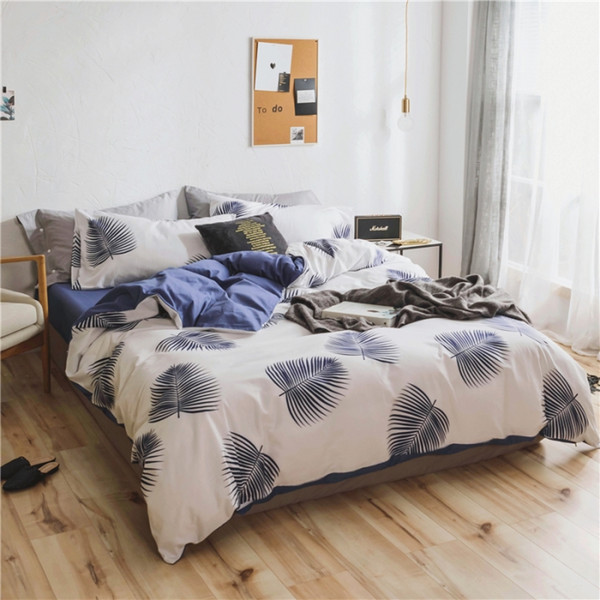 MENGZIQIAN cotton solid color plaid striped bedding set duvet cover sheets pillowcase Dream print Bed cover