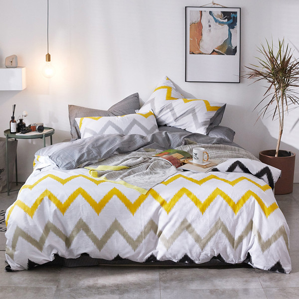 MENGZIQIAN Cotton Print Four-Piece bed comporters sets AB double sided DHL Free Shipping