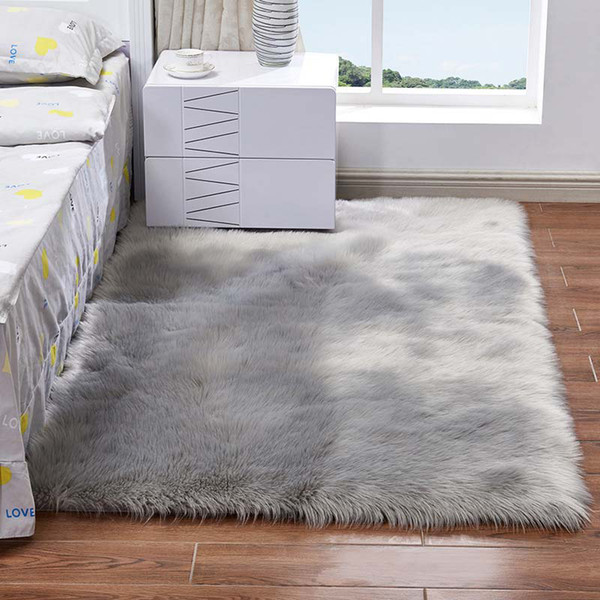 Luxury Soft Woolen Carpet Rugs Bedside Room Bedroom Imitation Wool Area Rug Floating Window Long Hair Mat Living Room Shaggy Cushion