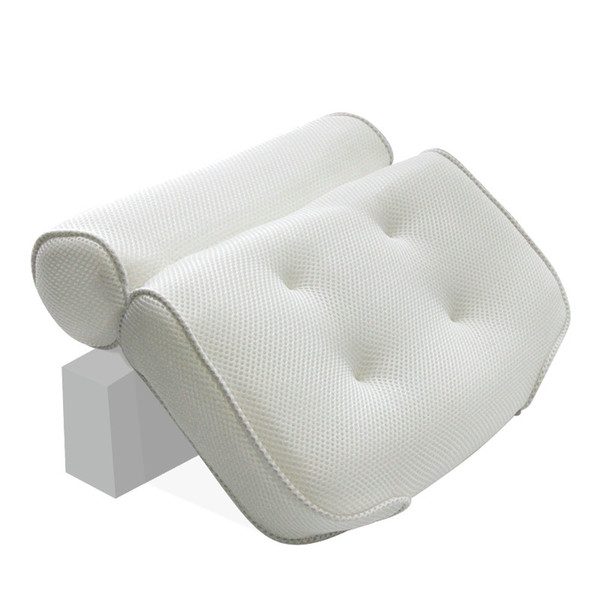 Thickened Bath Pillow Soft SPA Headrest 3D Mesh Non-Slip Bathtub Pillow With Backrest Suction Cup Neck Cushion Bathroom Supply Accessories