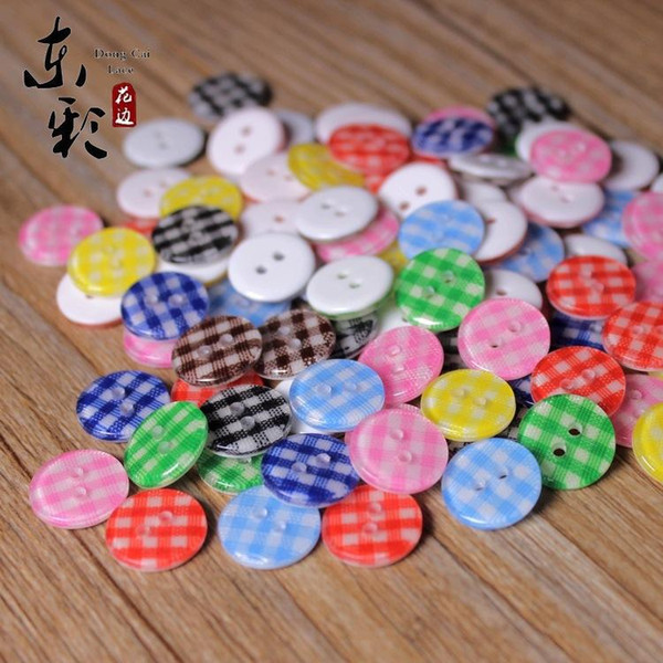 13mm high quality resin buttons 500pcs mix color sewing buttons Plaids & Checks kids cloth buttons