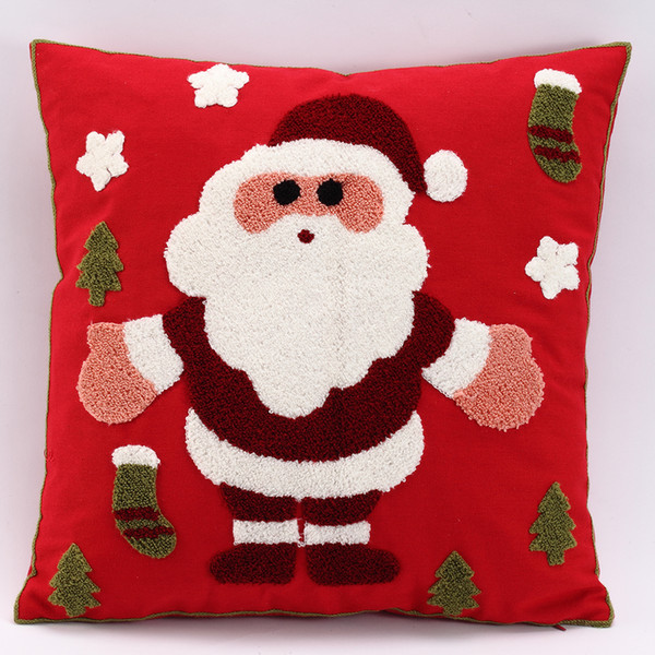 Snow Stata Merry Christmas Wish Cotton Decor Sofa Throw Pillow Case Chenille Chain Embroidery Cushion Cover for Bed Chair Sofa Chain