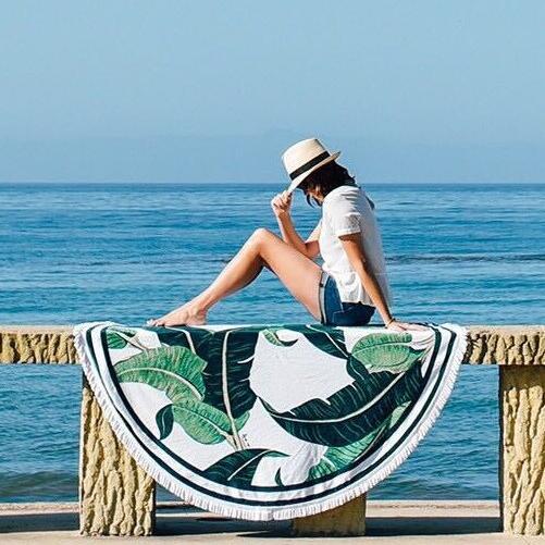 Large Microfiber Printed Round Beach Towels With Tassel Circle Beach Towel Serviette De Plage free shipping