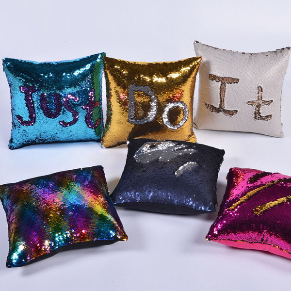 24 TYPE Sequin Pattern Cushion Cover Single Side Printing Pillowcase Polyester Cotton Pillow Case Covers Sofa 40*40cm Cushion Cover 16*16in