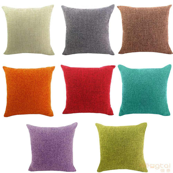 8 TYPE Pure Color Pattern Bed Cushion Cover Car Pillowcase Imitation Linen Pillow Case Covers Sofa 45*45cm Cushion Cover 18*18in