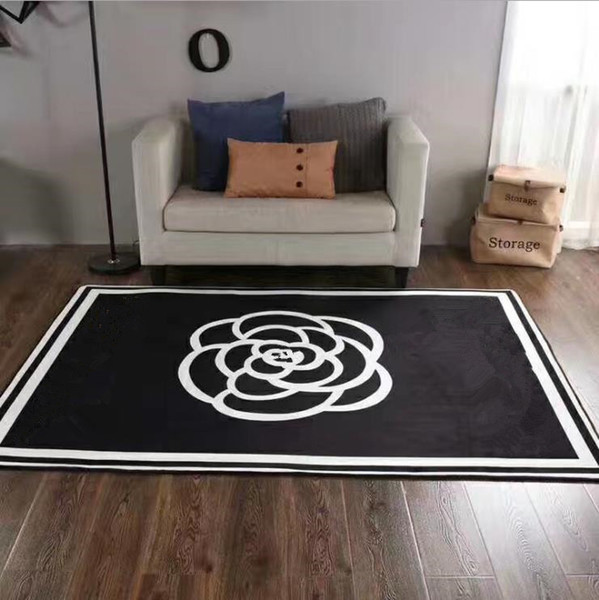 Fashion European style brand new living room area rugs 150 x 200 cm non-slip black white flannel home furnishing carpet