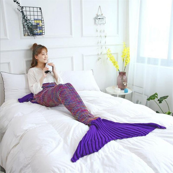 knitting mermaid tail blanket snuggle wrap cozy warm blankets for sofa bed couch knit sleep bag