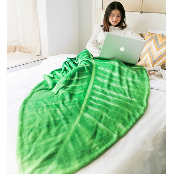 green leaf design throw nap blanket soft flannel throws for sofa bed chair summer couch bed cover travel camping blankets