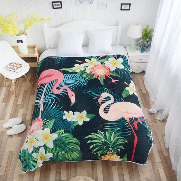 black tropical print throw blanket soft fluffy carpet winter multifuncional bedding sofa throws warm home flannel bedspread