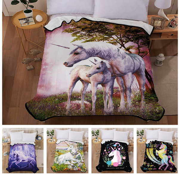 3D Dream Unicorn Blanket Short Plush Throw Blanket Soft Warm Bed Sheets Fancy Designs Travel Blanket