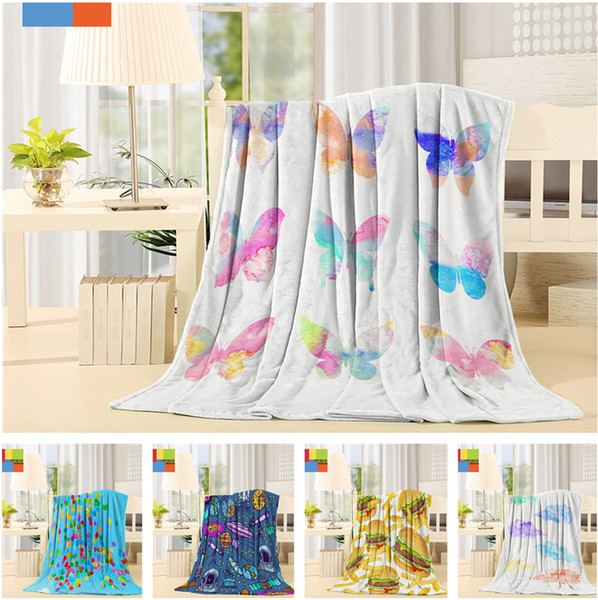 3D Rainbow Butterfly Hamburger Spacecraft Design Blanket design blankets Flannel fleece soft blanket bed/sofa Throws