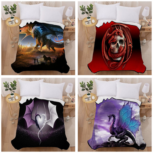 3D Color pterosaur Blanket Short Plush Throw Blanket Soft Warm Bed Sheets Fancy Designs Travel Blanket