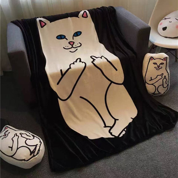 RipNDip Blanket Middle Finger Cats Printed Blankets Manta Bathing Super Soft Fleece Blankets On The Bed Sofa Blanket 150*200cm