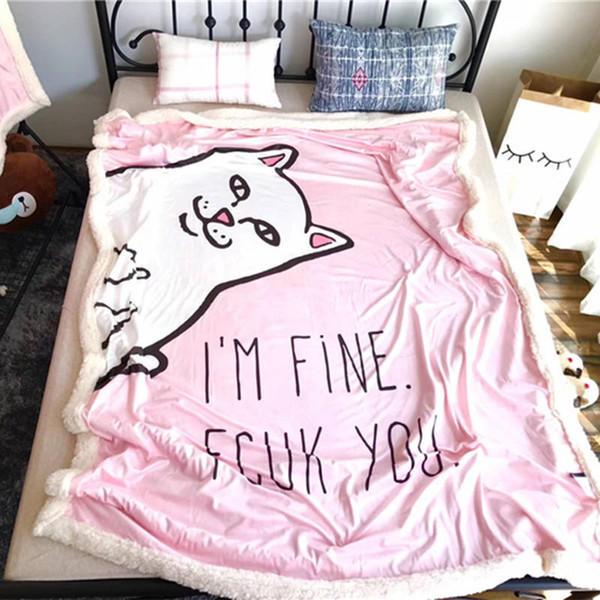 Ripndip Blanket Fashion Ripndip Nermal Pocket Printed Blankets Super Soft Fleece Blankets On The Bed Sofa Blanket Thickening Blankets