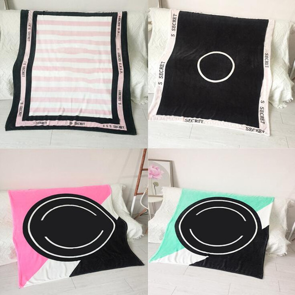4 Colors Love Pink Letter &VS Blanket 130*150cm Soft Coral Velvet Beach Towel Blankets Air Conditioning Rugs Comfortable Carpet 10pcs DHL