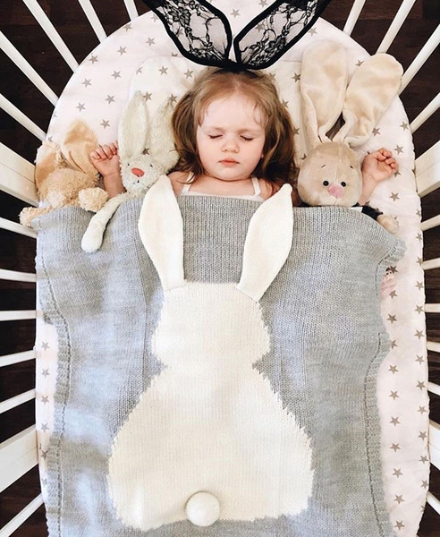 Cute Knit Blanket Rabbit Jacquard Big Ear Newborn Baby Bath Towel the best chrismas gift for baby